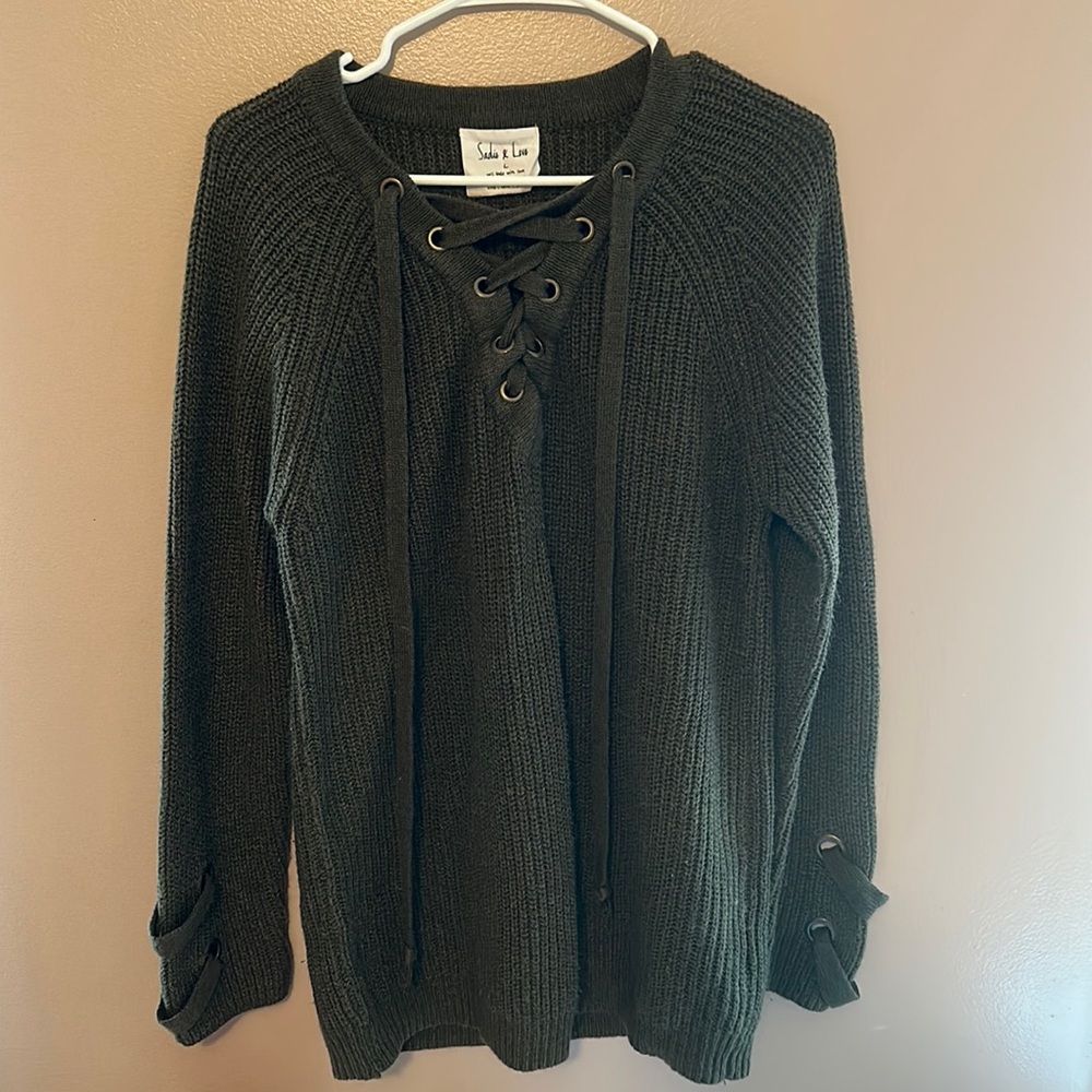 Sadie & Love Olive Green Pullover Sweater